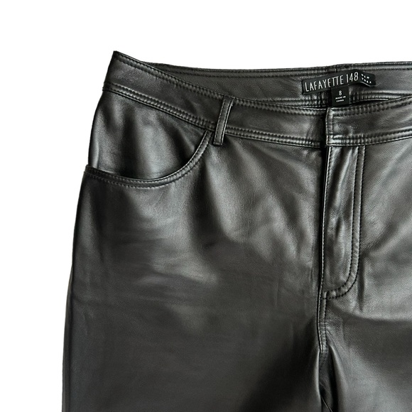 Lafayette 148 NewYork 100% Leather Trouser Pants Size 8 - Picture 5 of 12